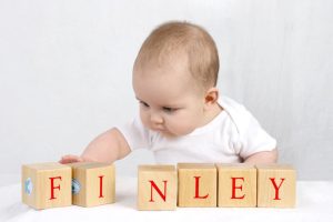 baby playing with blocks